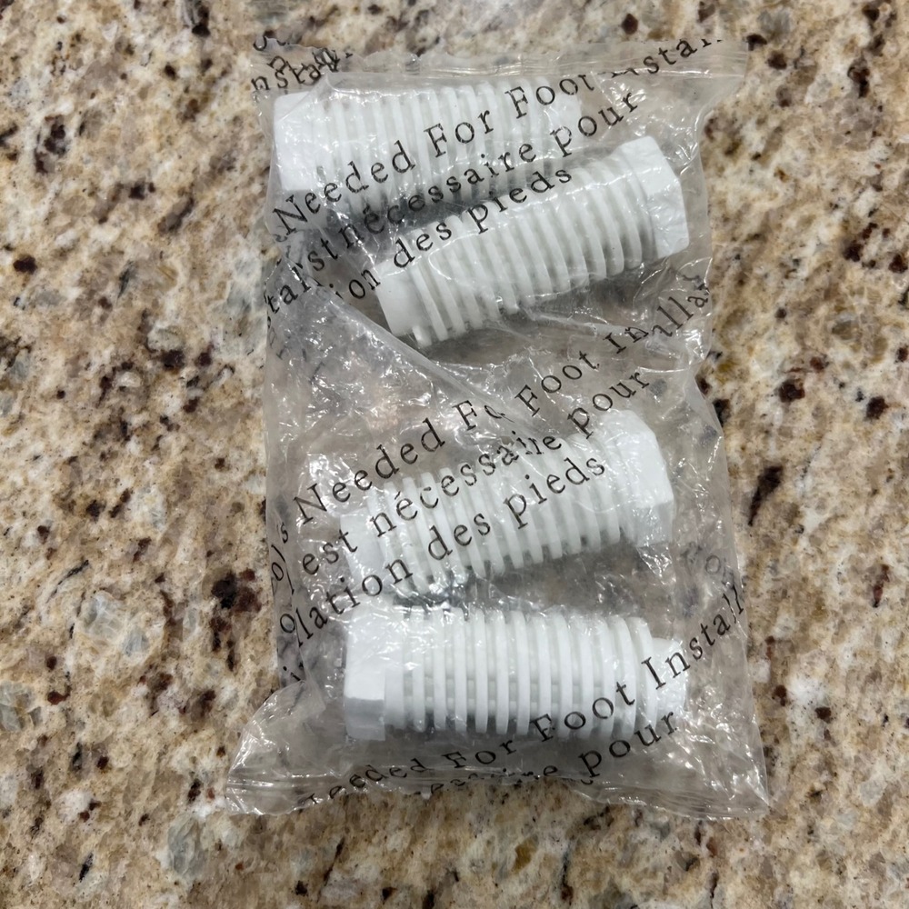 Set of 4 White Plastic Threaded‎ Leveling Feet W11025920 dryer